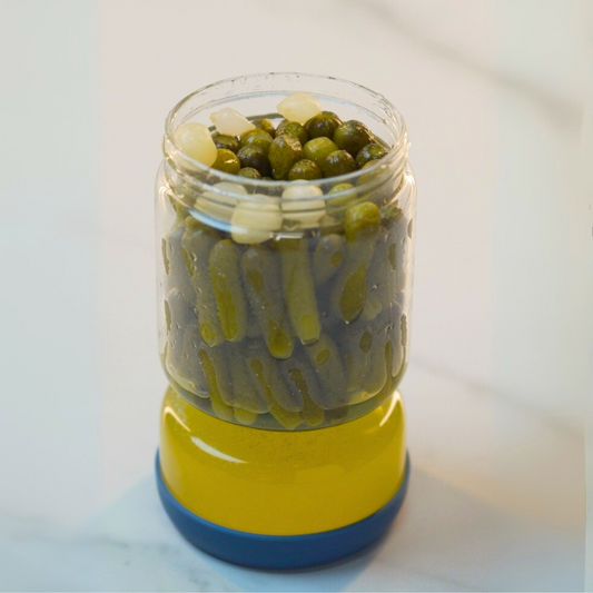 Easy-Flip Pickle Jar with Built-In Strainer