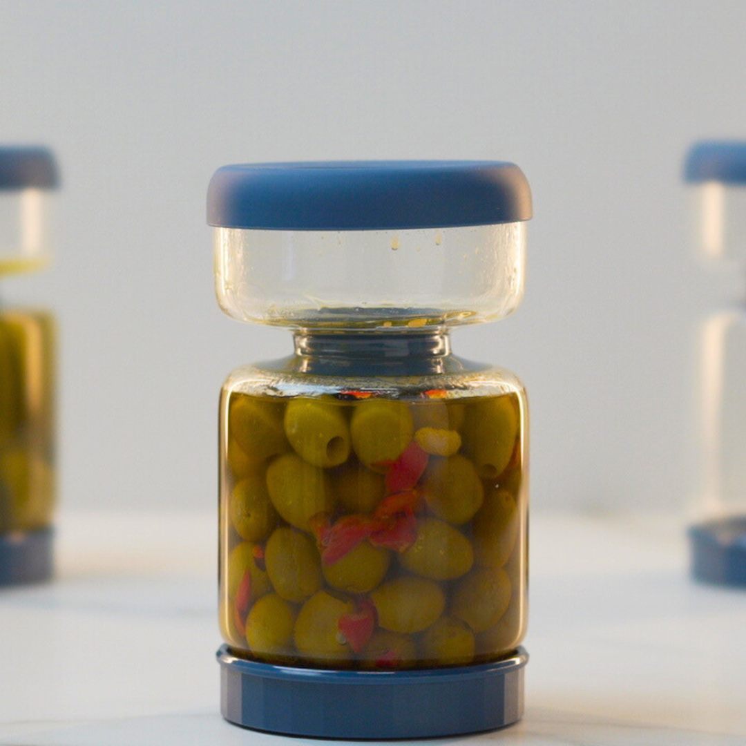 Easy-Flip Pickle Jar with Built-In Strainer