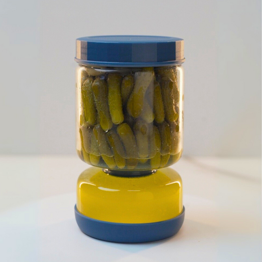 Easy-Flip Pickle Jar with Built-In Strainer