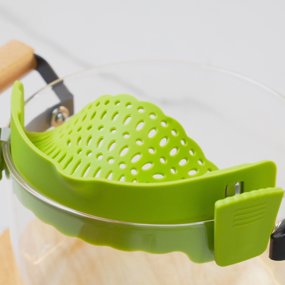 Clip-On Pot Strainer – No More Messy Draining!